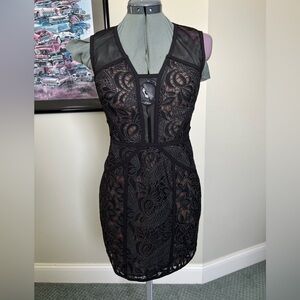 NWT $338 BCBG MaxAzria 4 Lyla Black Lace Dress Home Coming mothers  Day
